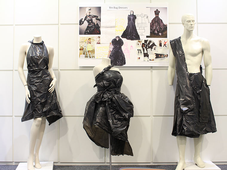 Fashion students created statement fashion pieces out of bin liners for an event supporting local foster children