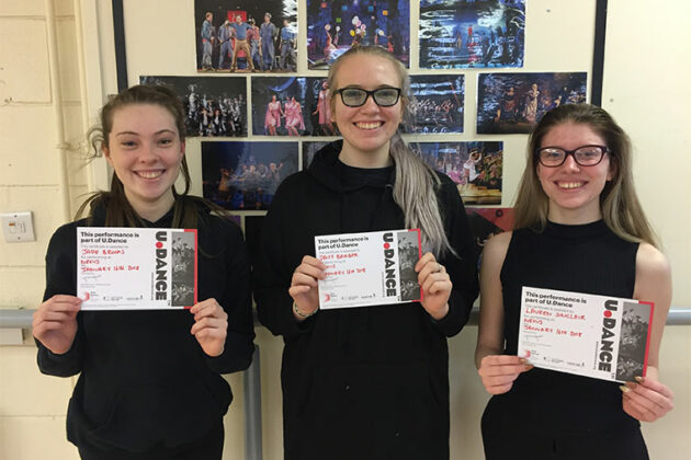 Lauren Sinclair, Daisy Barber and Jade Brooks took part in 'Nexus', a national youth dance platform in partnership with U.Dance 2018