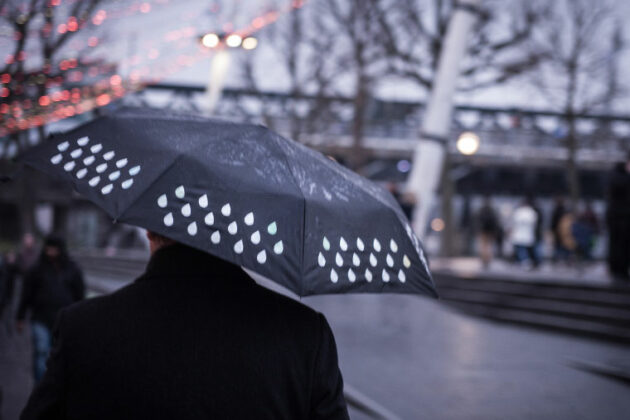 A man with an umbrella in the rain