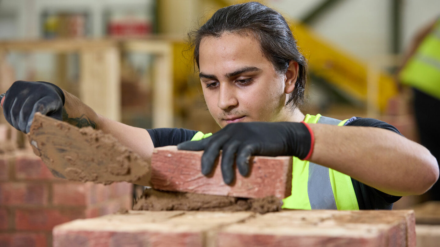 An image of a bricklaying student
