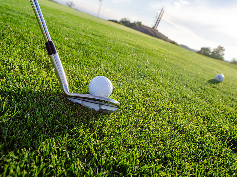 Golf club on grass