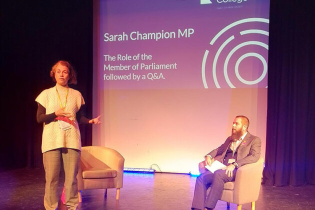 Sarah Champion MP with Keith Sanderson Director of Campus at Rotherham College