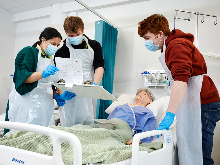 Health students in the health suite