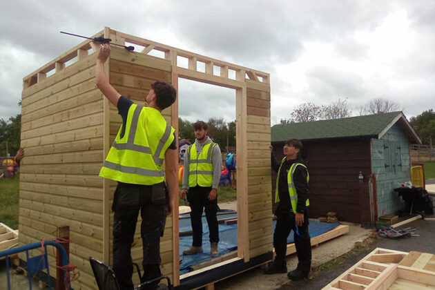 T Level joinery students working on a project at Valley Wildlife