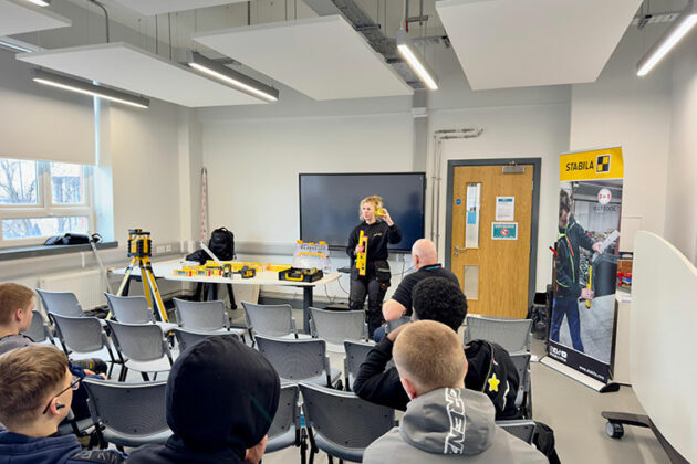 Students sitting in a room listening to a talk about STABILA spirit levels
